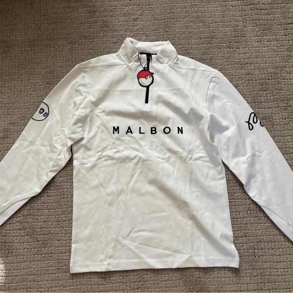 Malbon Golf White 1/4 Zip Pullover Size Small/Medium